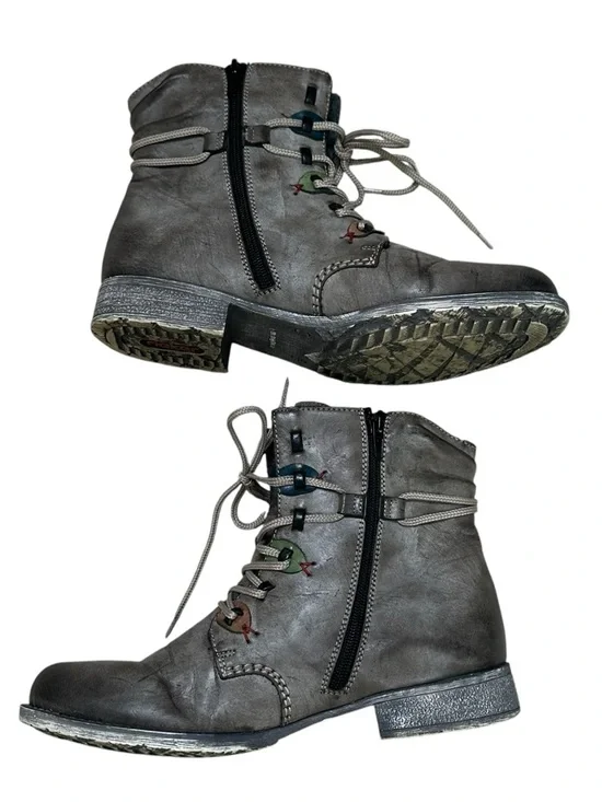 Rieker Women’s Size 40EU/8.5US Gray Payton 27 Combat Moto Ankle Boots - Picture 6 of 9